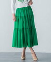 【SALE/15%OFF】Viaggio Blu マットトリコットティアードスカート≪洗濯機で洗える≫ ビアッジョブルー スカート その他のスカート グリーン ブラック【送料無料】