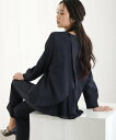 PourVous パール付きブラウス2点セットパンツスーツ プールヴー スーツ・フォーマル スーツパンツ ブラック ネイビー【送料無料】