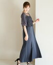 Andemiu 【2点セット】シシュウブラウス×キャミドレス アンデミュウ ワンピース・ドレス ドレス ブラウン グレー ブラック【送料無料】