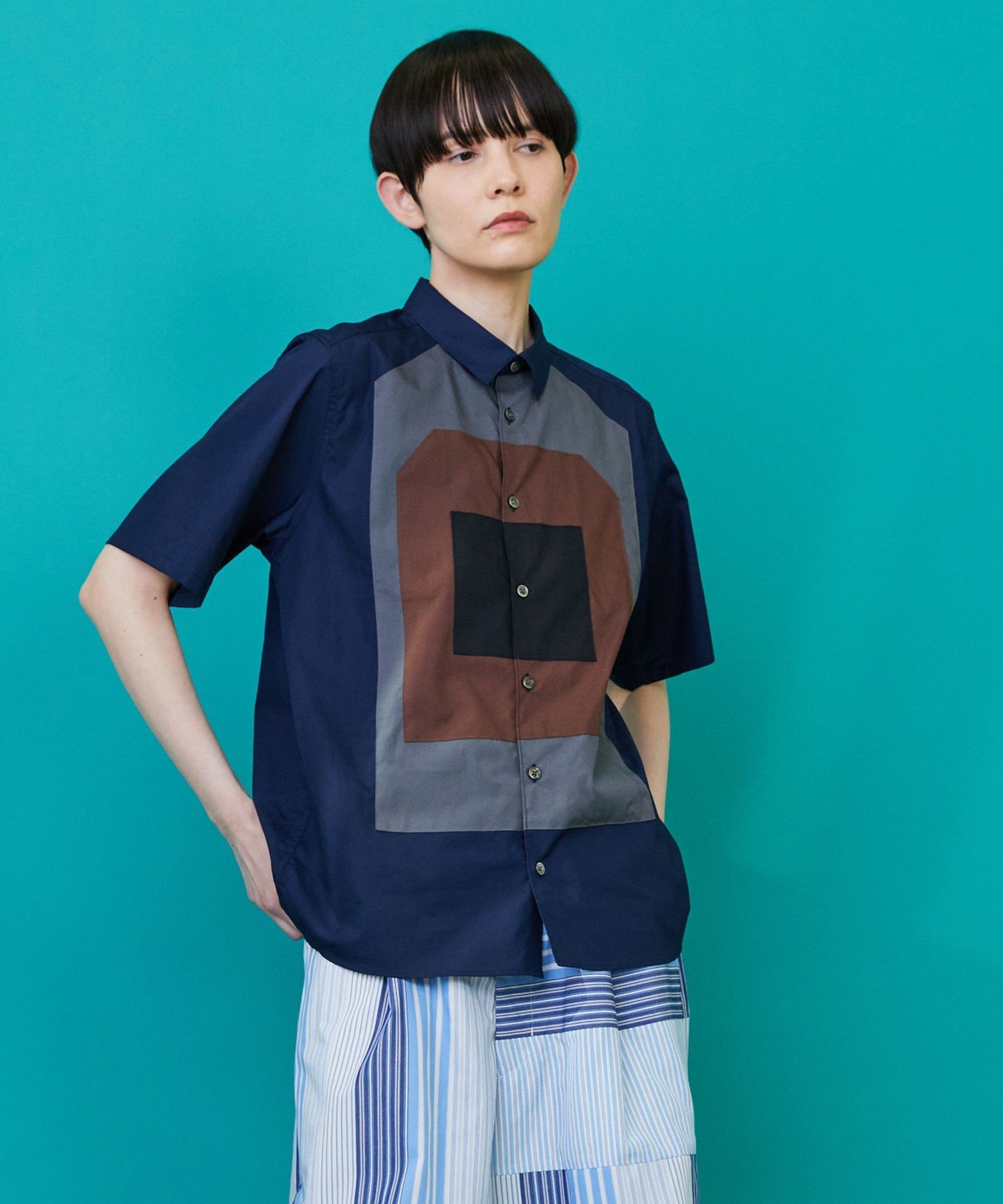 【SALE／20%OFF】FRAPBOIS ターゲットシャツ フラボア トップス シャツ・ブラウス グリーン ネイビー【送料無料】のサムネイル