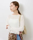 ROPE' PICNIC シアーロングスリーブTシャツ ロペピクニック トップス カットソー・Tシャツ ホワイト グレー