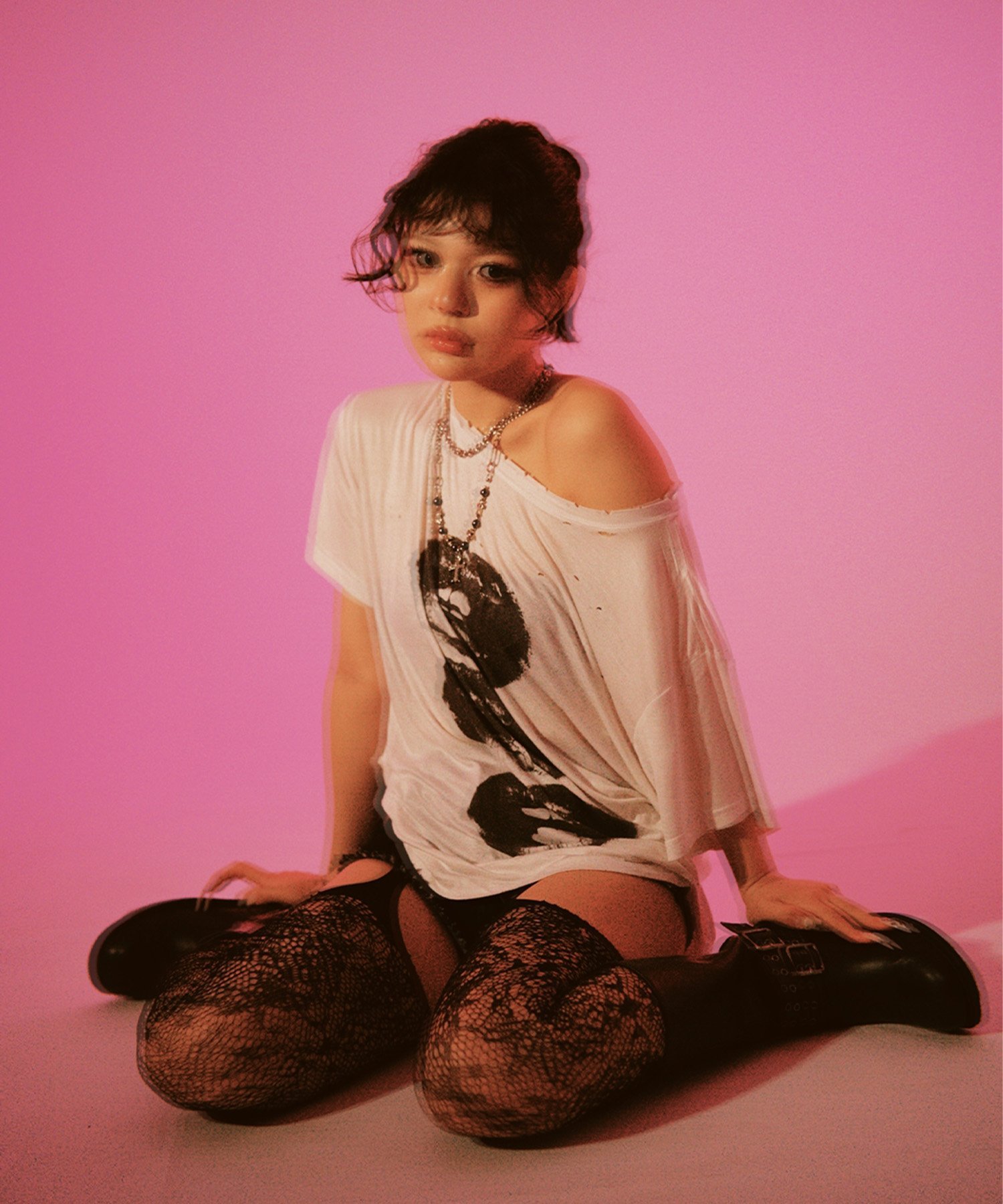 ROYAL FLASH MITSUKI/ミツキ/N Lip T-Shirt ロイヤルフラッシュ トップス カットソー・Tシャツ グレー ホワイト