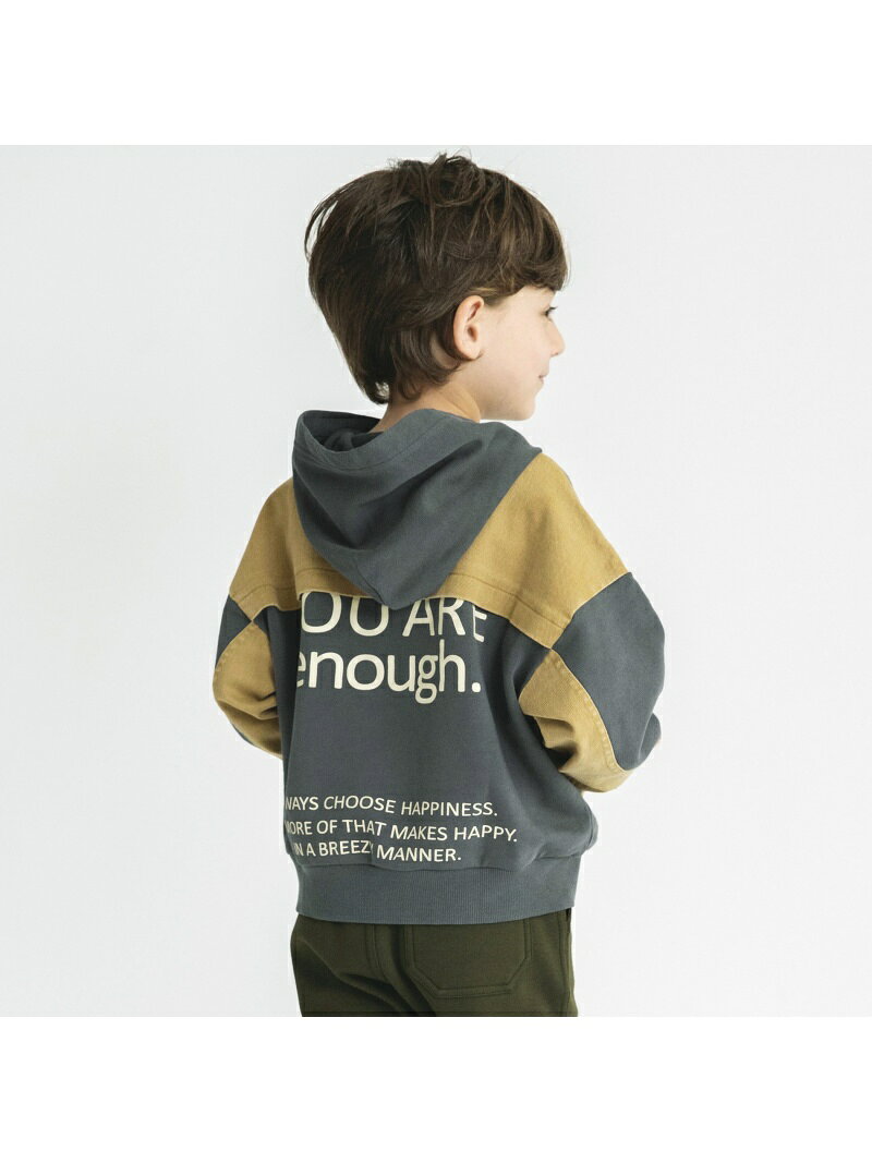 【SALE／50%OFF】branshes 【バックロゴ】ビッグシルエットパーカー ブランシェス トップス パーカー・フーディー グレー グリーンのサムネイル