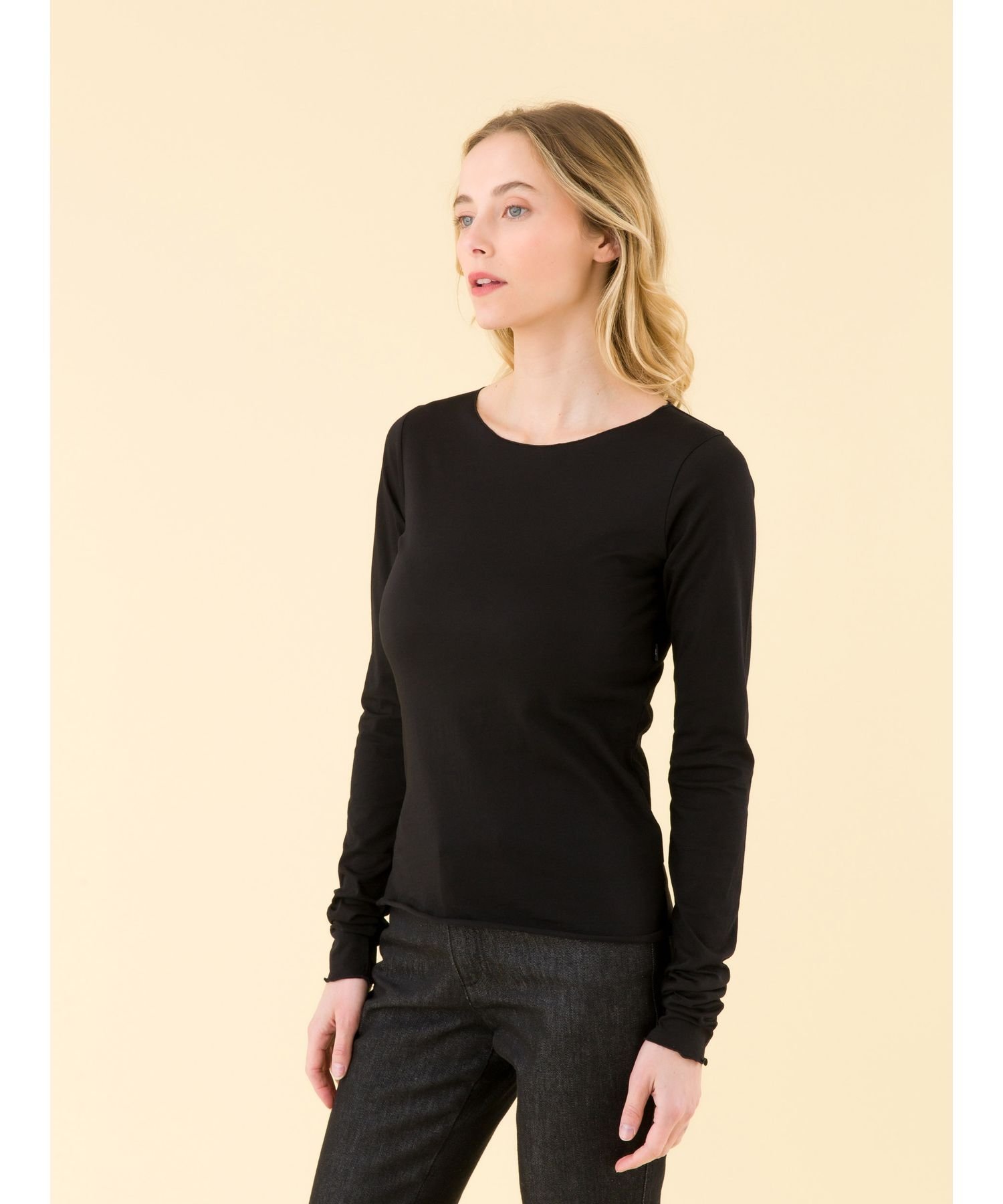 J309 TS ロングスリーブコットンTシャツ アニエスベー トップス カットソー・Tシャツ ブラック