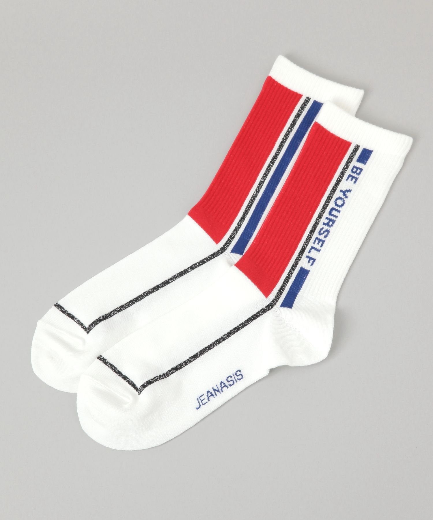 【SALE／60%OFF】JEANASIS サイドロゴソックス ジーナシス 靴下・レッグウェア 靴下 ホワイト ブラック グレー(4)