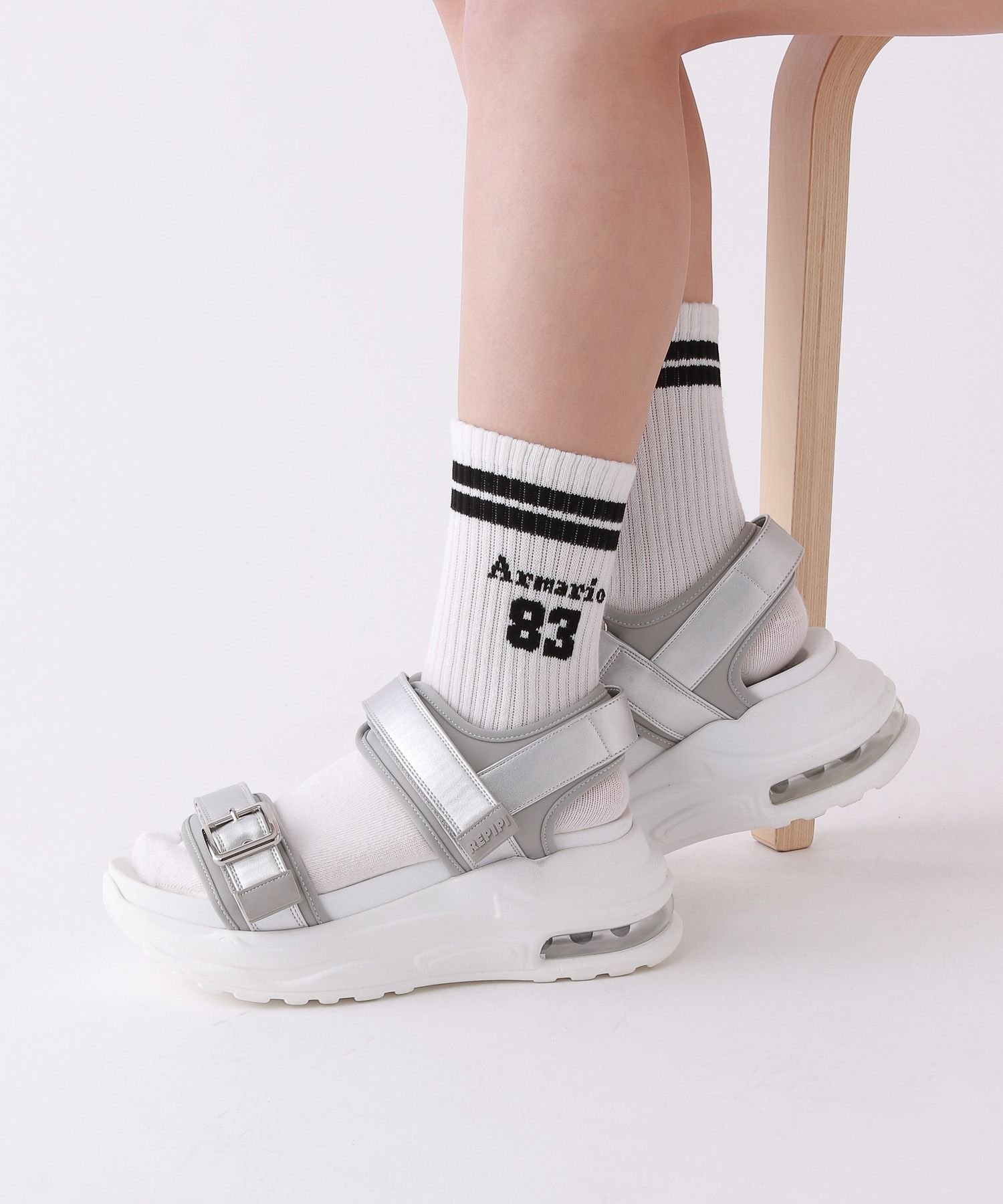 repipi armario ナンバリングソックス レピピアルマリオ 靴下・レッグウェア 靴下 ブラック グレー ホワイト ブルーのサムネイル