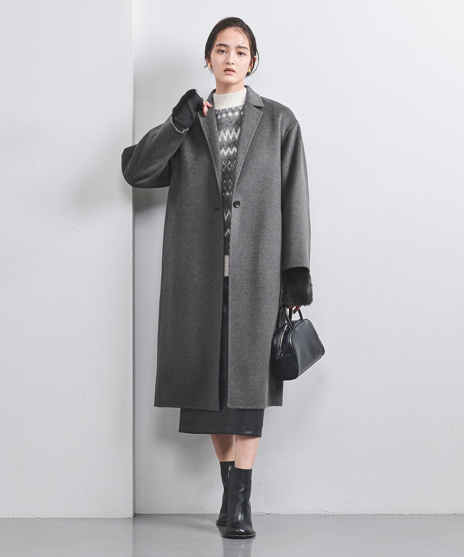 【SALE/30%OFF】UNITED ARROWS リバー テーラード ロングコート ユナイテッドアローズ アウトレット ジャケット・アウター その他のジャケット・アウター ホワイト グレー【送料無料】