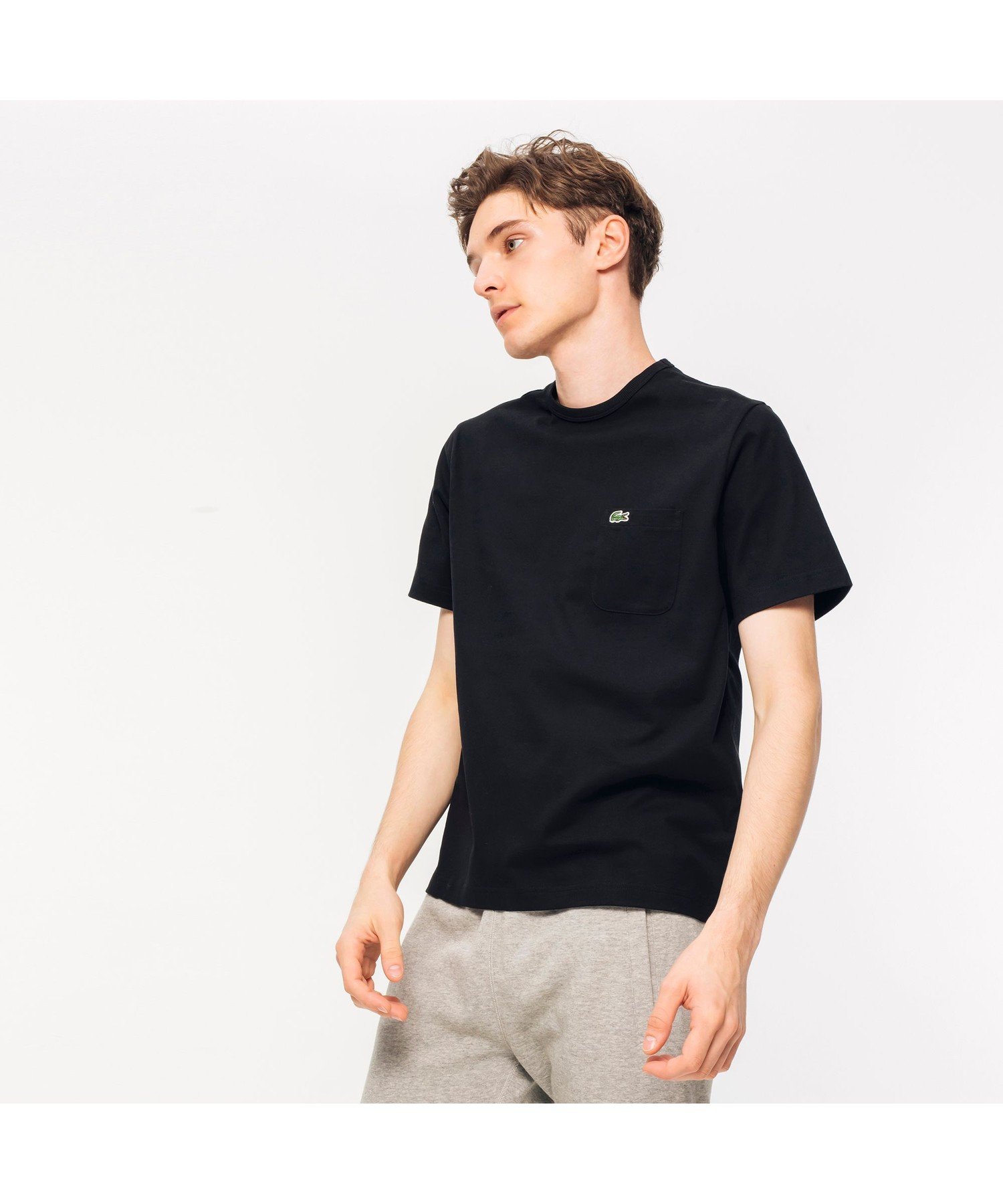 LACOSTE レギュラーフィット クロコエンブレムクルーネックポケットTシャツ (半袖) ラコステ カットソー Tシャツ ネイビー ホワイト ブラック グレー【送料無料】