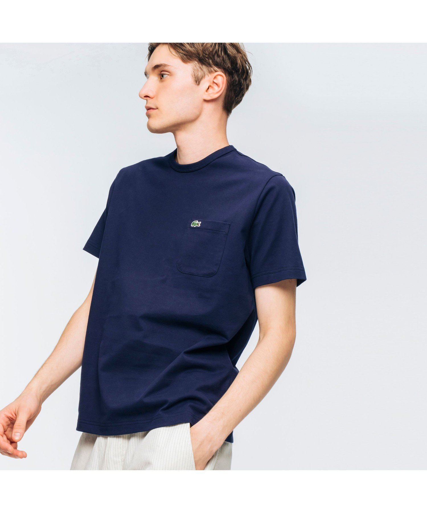 LACOSTE レギュラーフィット クロコエンブレムクルーネックポケットTシャツ (半袖) ラコステ カットソー Tシャツ ネイビー ホワイト ブラック グレー【送料無料】