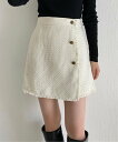 【SALE/82%OFF】JUNOAH ツイードラップスカート風ショートパンツ ジュノア パンツ その他のパンツ ブラック ホワイト