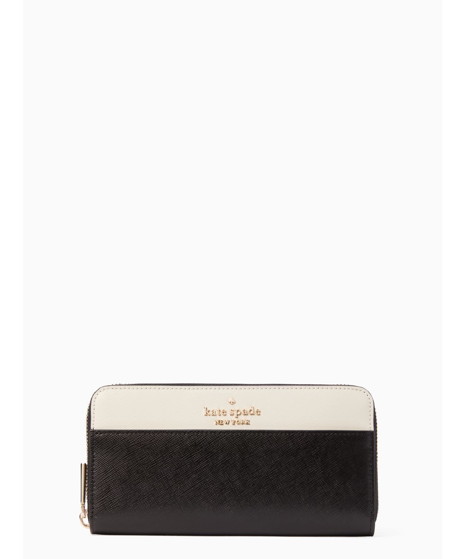 ケイトスペード ポーチ（レディース） 【SALE／75%OFF】kate spade new york ステイシー カラーブロック ラージ コンチネンタル ウォレット ケイトスペードニューヨーク 財布・ポーチ・ケース 財布 ブラック【送料無料】