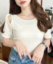 moment+ 肩スリットリボン半袖トップス モーメントプラス トップス カットソー・Tシャツ ホワイト ブラック ベージュ