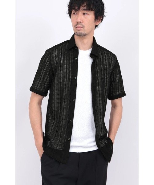 HIGH STREET HIGH STREET∴コードレース半袖シャツ トルネードマート トップス シャツ・ブラウス ホワイト ブラック