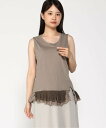pas de calais pas de calais マテリアルミックス レイヤード タンクトップ パドカレ トップス ノースリーブ・タンクトップ カーキグリ...