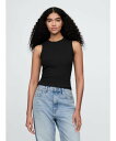 GAP (W)モダン リブ ハイネックトップス ギャップ トップス ノースリーブ・タンクトップ ホワイト ブラック