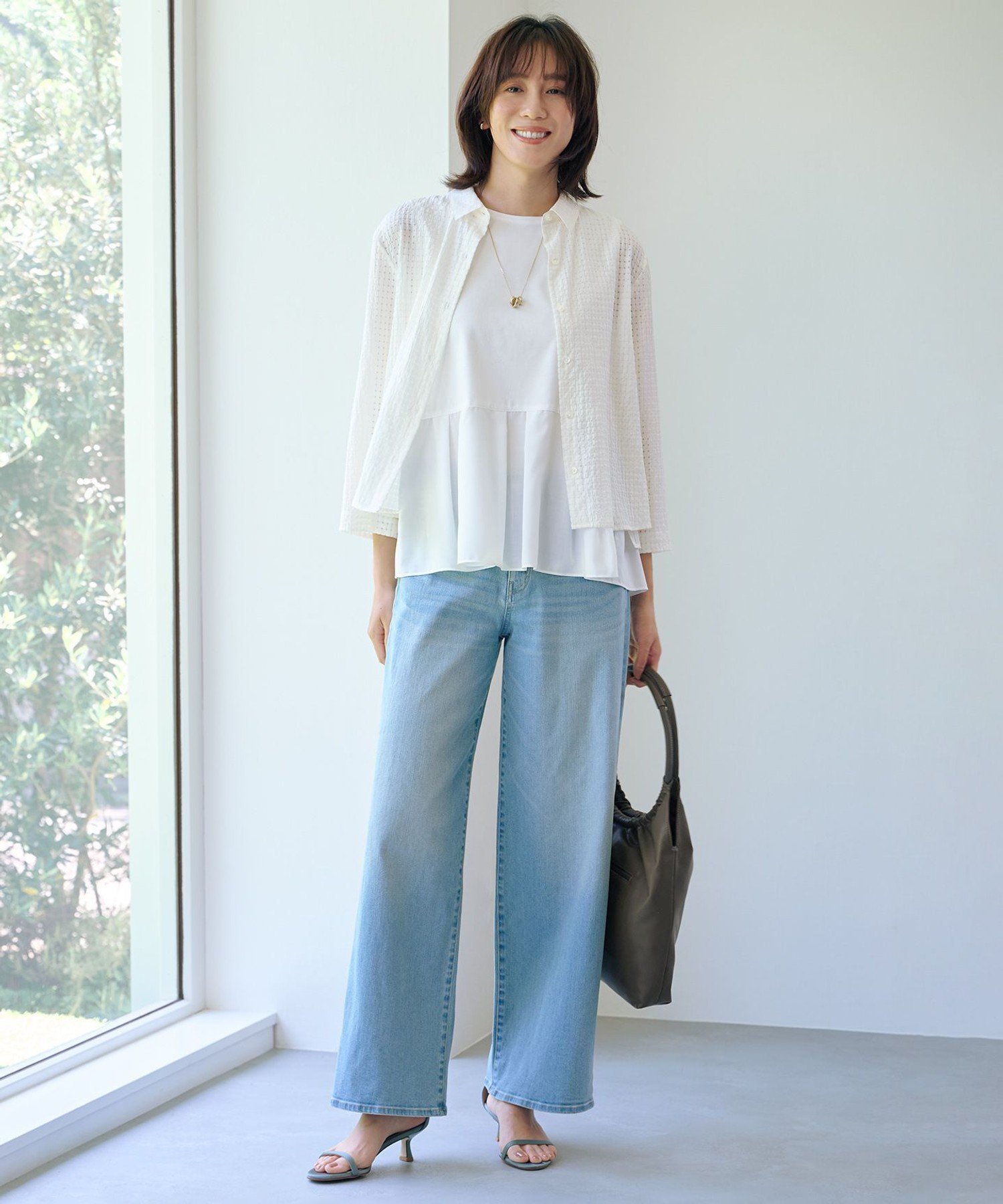 J.PRESS 【洗える・吸水速乾】トリオシアーチェック シャツ ジェイプレス トップス シャツ・ブラウス ホワイト ネイビー