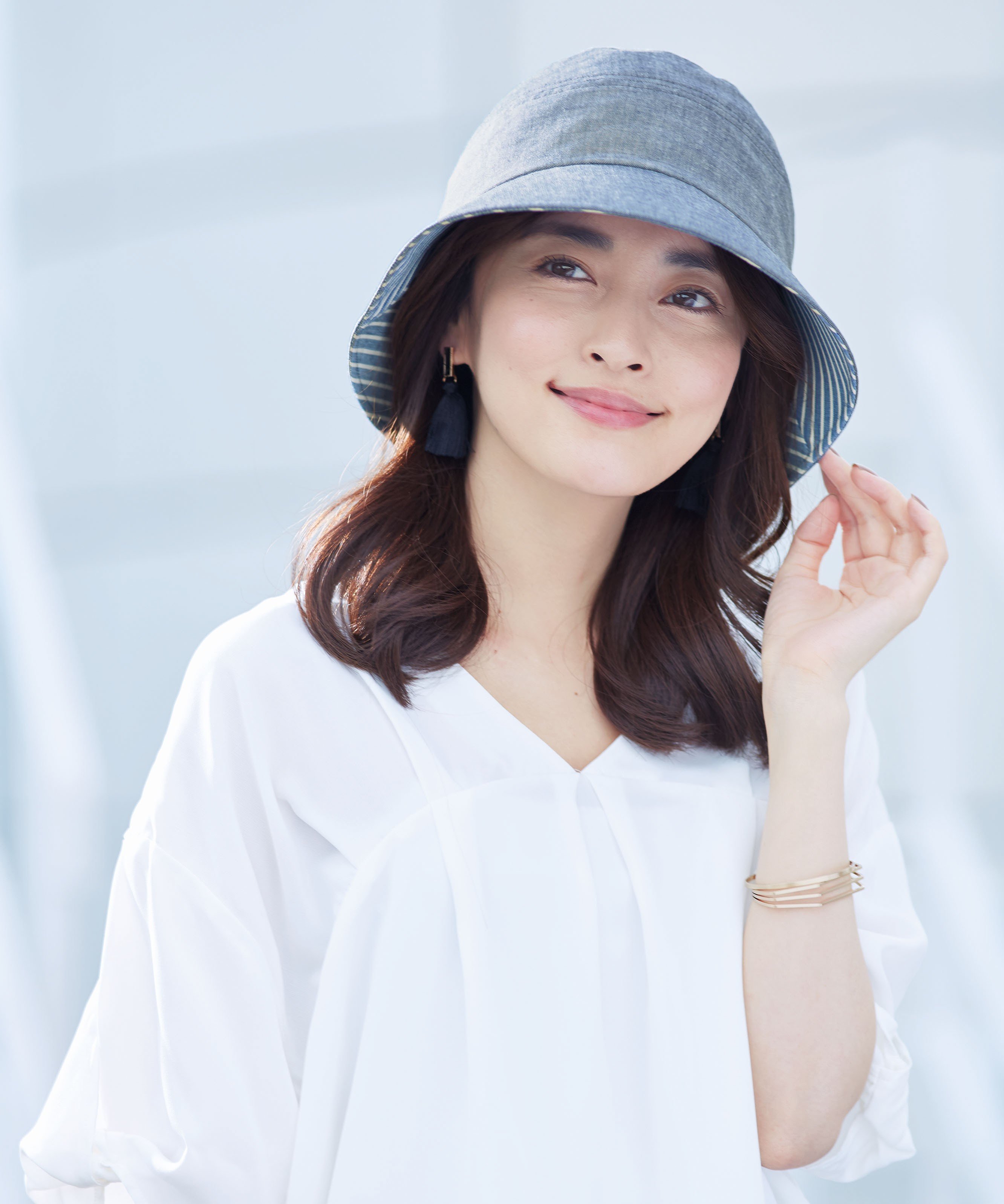 COGIT 手しごと工房ダンガリーUV帽子 ローラ 帽子 ハット ネイビー【送料無料】