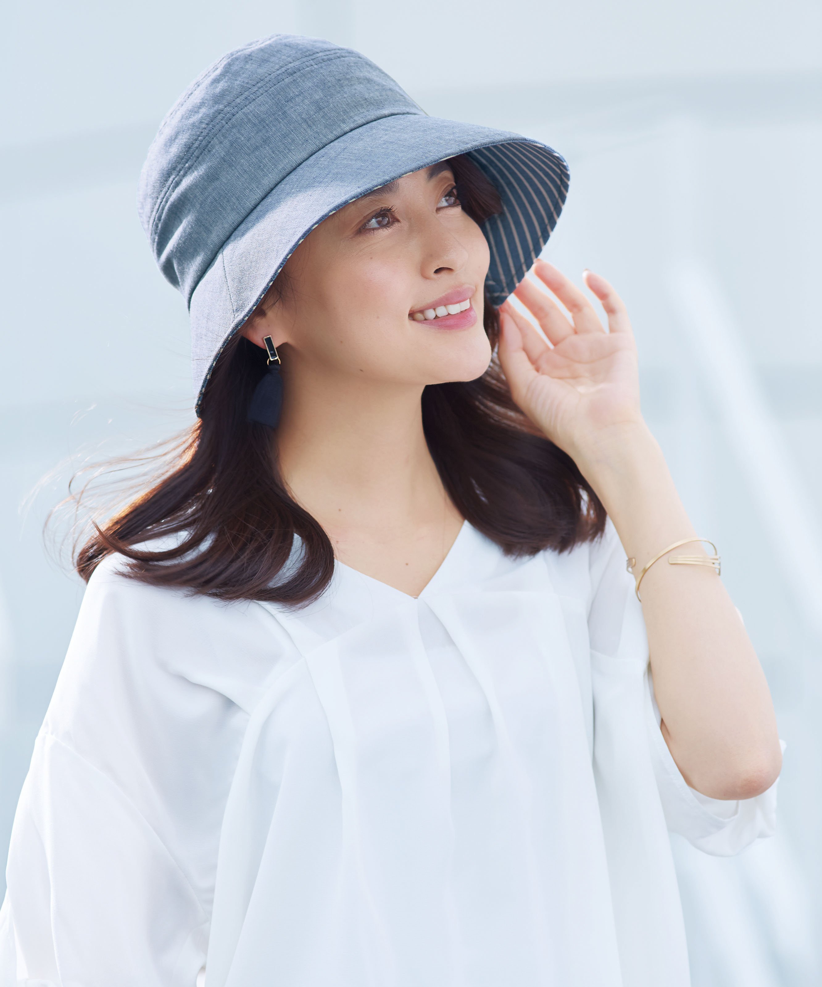 COGIT 手しごと工房ダンガリーUV帽子 ローラ 帽子 ハット ネイビー【送料無料】