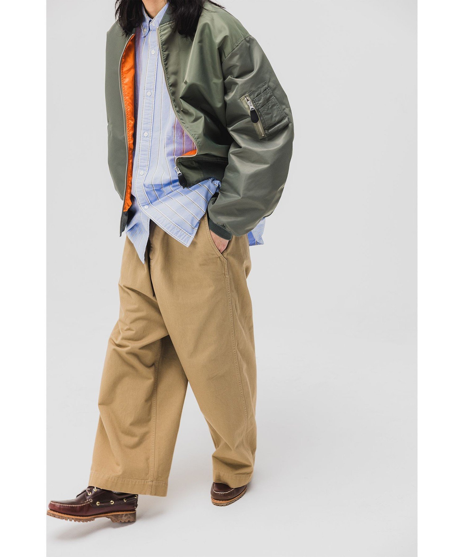 【SALE/50%OFF】BEAMS 1940'sディテール ワイドチノパンツ 25SS ワイドパンツ ビームス メン パンツ チノパンツ ネイビー カーキグリーン ベージュ グレー【送料無料】