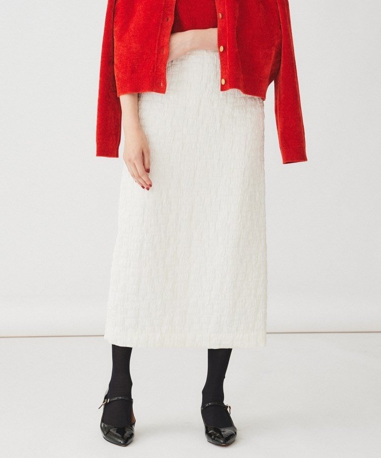 【SALE/50%OFF】UNTITLED 【後ろウエストゴム/日本製/洗える】ブロック柄ジャカードナロースカート アンタイトル スカート ロング・マキシスカー...