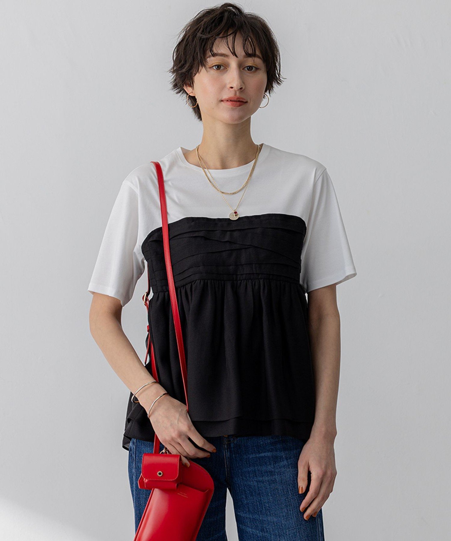 23区 L 【WEB&一部店舗限定カラーあり】オーガンジービスチェコンビ カットソー ニジュウサンク トップス カットソー・Tシャツ ベージュ イエロー ブラック