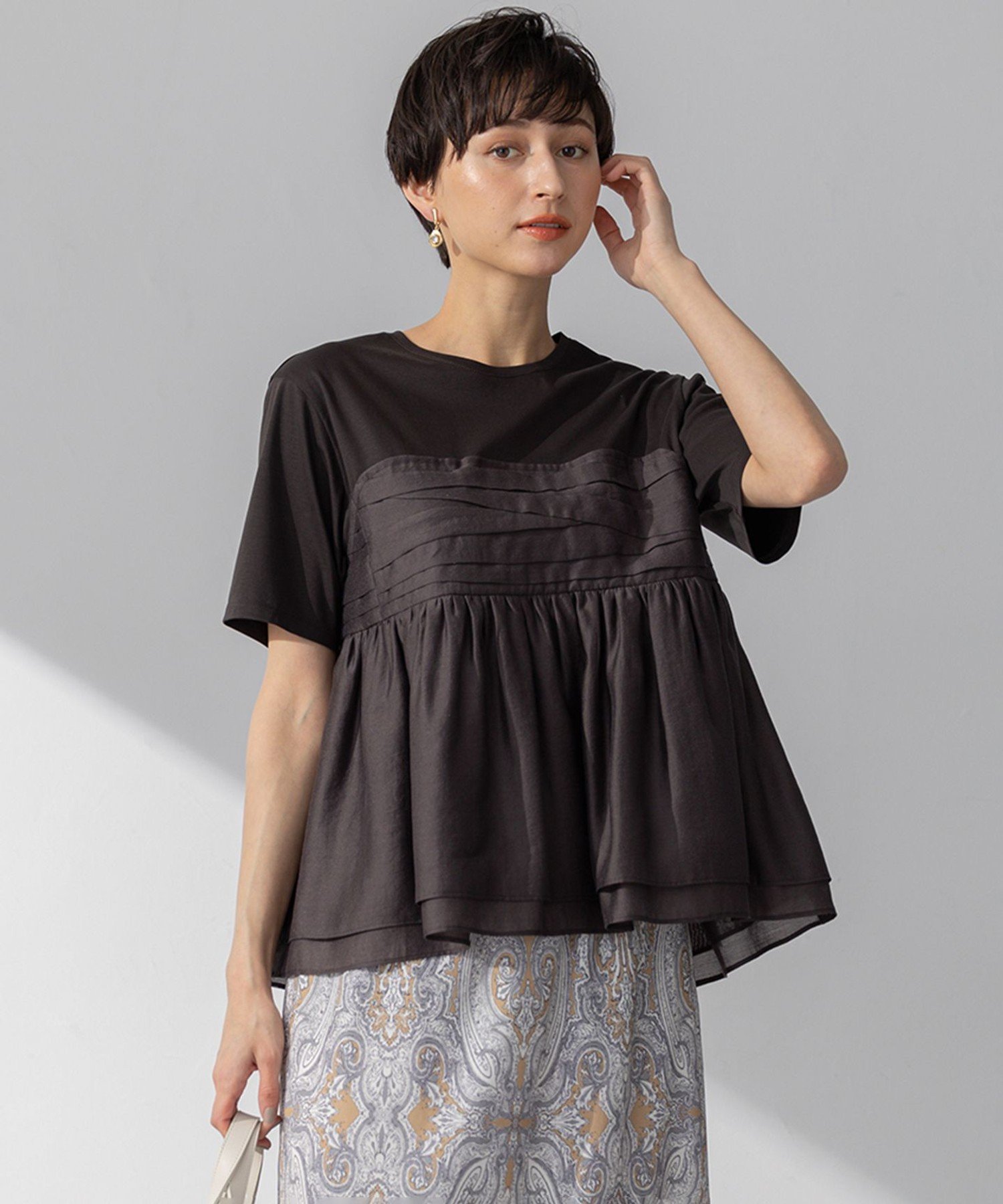 23区 L 【WEB&一部店舗限定カラーあり】オーガンジービスチェコンビ カットソー ニジュウサンク トップス カットソー・Tシャツ ベージュ イエロー ブラック