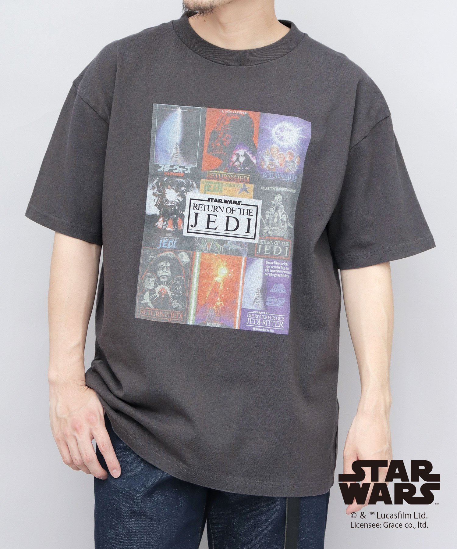 Goodwear STAR WARS スター・ウォーズ Tシャツ 半袖 古着風 コラージュプリント エー.エム.エス. トップス カットソー・Tシャツ グレー【送料無料】