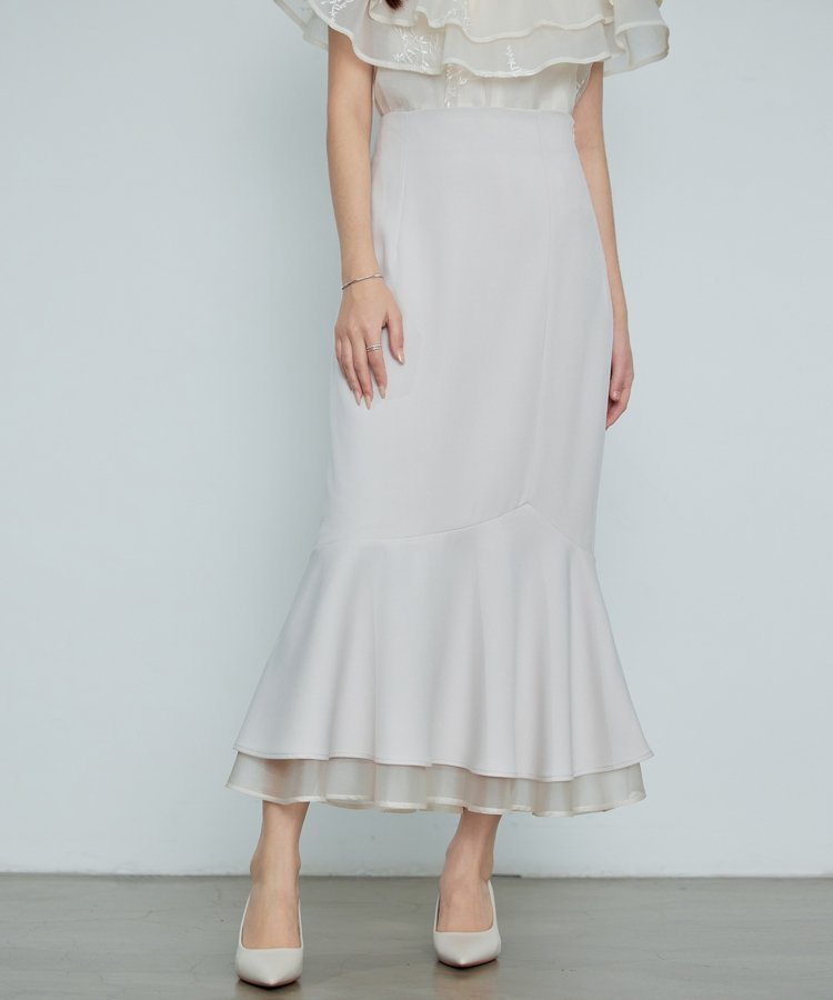 SAISON DE PAPILLON アシンメトリー二段フリルスカート セゾン・ド・パピヨン ワンピース・ドレス ワンピース ブラック ピンク ブルー ベージュ【送料無料】