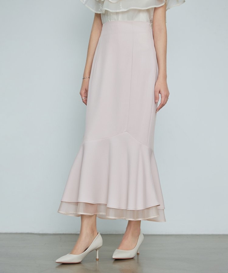SAISON DE PAPILLON アシンメトリー二段フリルスカート セゾン・ド・パピヨン ワンピース・ドレス ワンピース ブラック ピンク ブルー ベージュ
