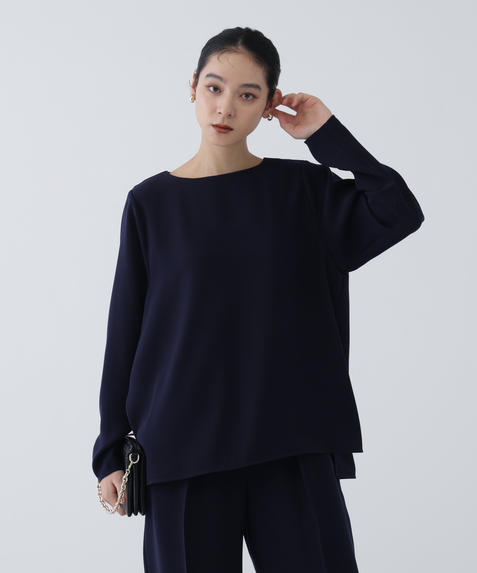 【SALE／55%OFF】N. Natural Beauty Basic ＜NAVYNAVY＞洗えてシワになりづらい楽ちんキレイ見えセットアップ エヌ ナチュラルビューティーベーシック* トップス シャツ・ブラウス ネイビー ホワイト【送料無料】