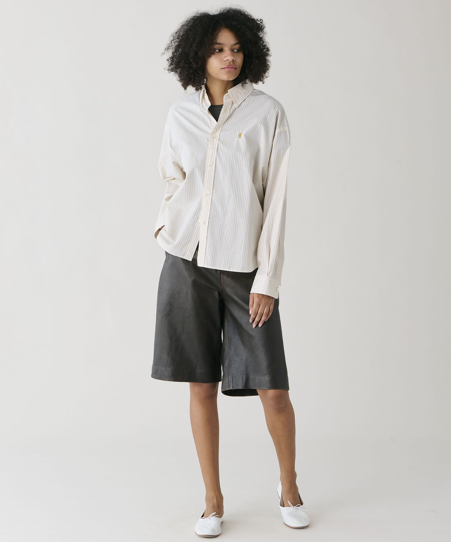 Bshop Gymphlex ｜ コットンストライプ ボタンダウン長袖シャツ WOMEN ビショップ トップス シャツ・ブラウス イエロー