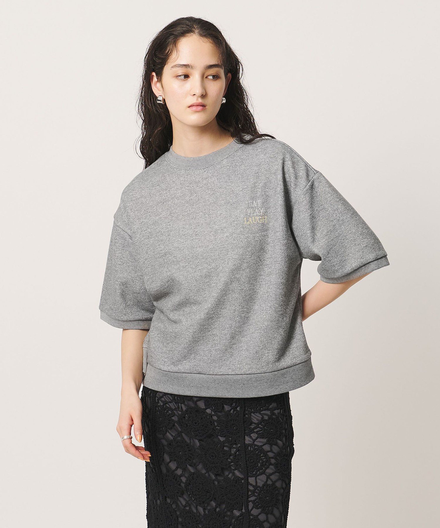 【別注】＜HANDTEX＞スウェット GRAY -3TIPS- ユナイテッドアローズ トップス カットソー・Tシャツ グレー