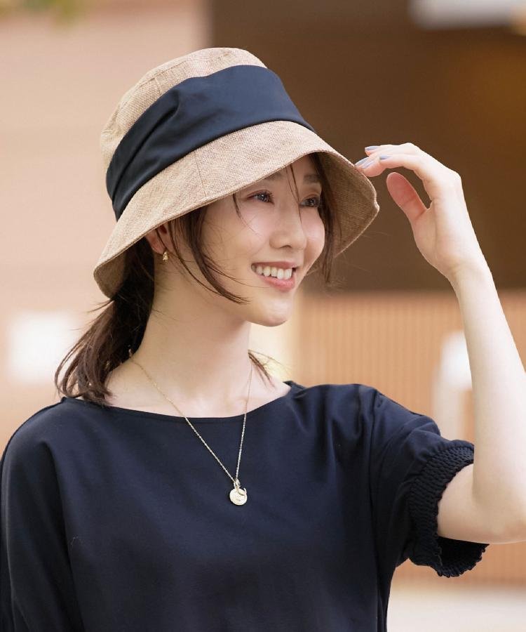 【SALE／40%OFF】UNTITLED 【遮熱】ギャザーリボンHAT アンタイトル 帽子 ハット ベージュ【送料無料】