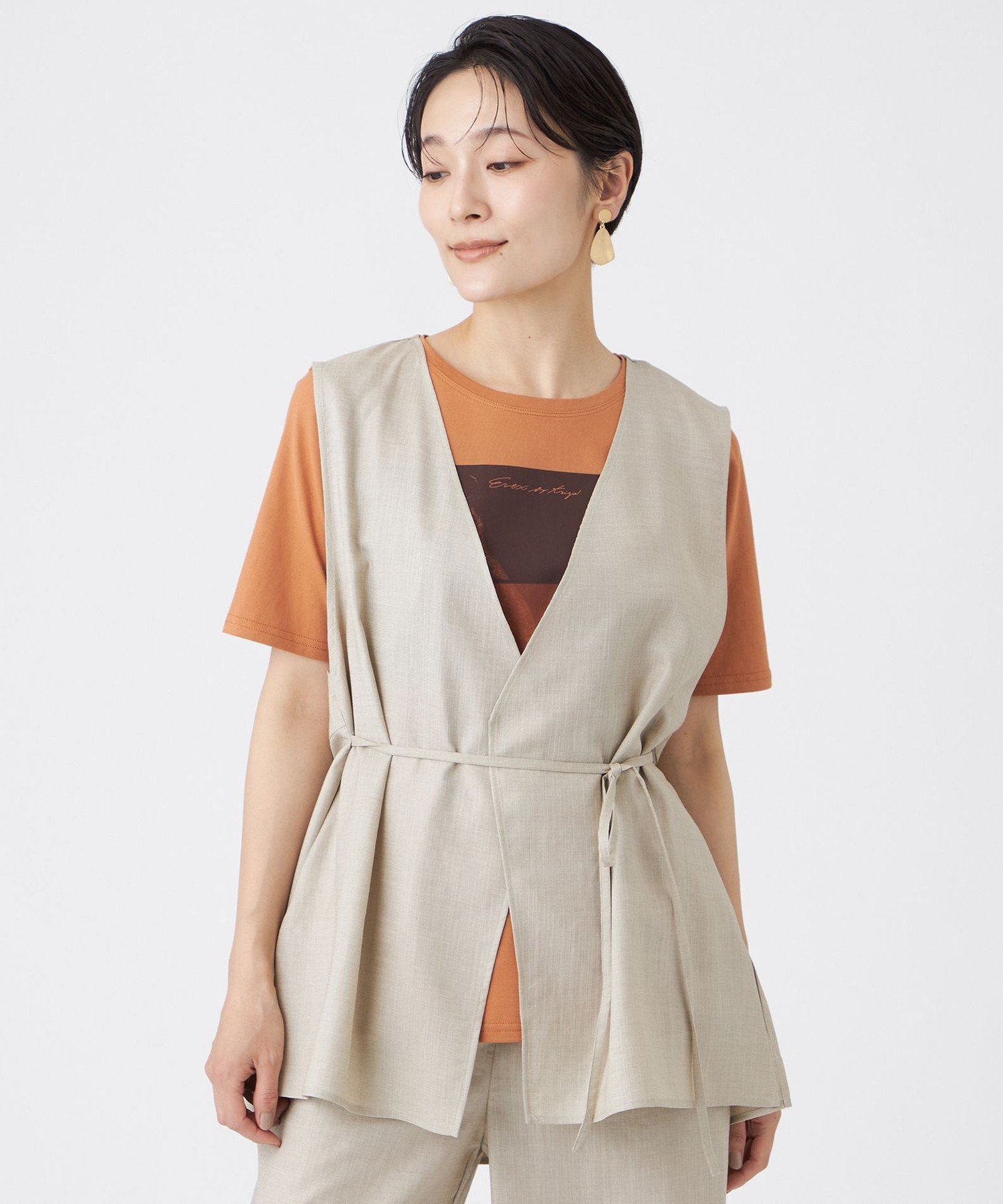 【SALE／35%OFF】EVEX by KRIZIA 【接触冷感・マシンウォッシャブル】ファージュストレッチジレ エヴェックス バイ クリツィア トップス ベスト・ジレ ブラウン ベージュ【送料無料】
