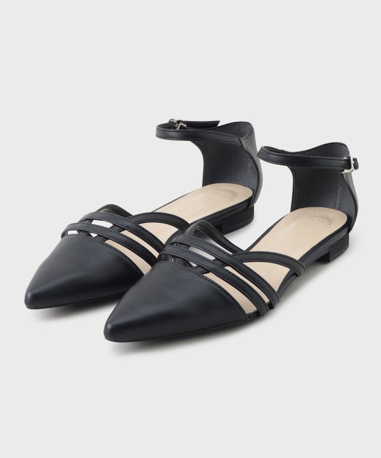 【SALE／70%OFF】INDIVI 【合皮】クロスストラップ フラットサンダル インディヴィ シューズ・靴 サンダル ゴールド ブラック【送料無料】