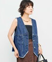Rie Miller 【RM denim】Vネックデニムベスト ノーリーズ トップス ベスト・ジレ ブルー【送料無料】
