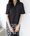 【SALE/66%OFF】clear ワッシャー半袖シャツブラウス クリア トップス シャツ・ブラウス ブラック