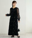 Discoat 【オケージョン】ベロア刺繍ワンピース ディスコート ワンピース・ドレス その他のワンピース・ドレス グリーン ブラック【送料無料】