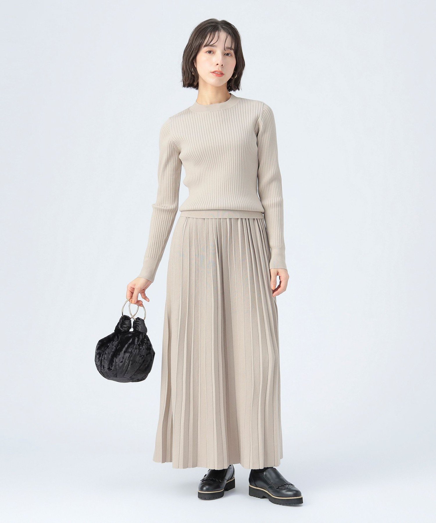 【SALE／30%OFF】BEAMS HEART WOMEN リブニット セットアップ(セットアイテム) ビームス ハート ワンピース・ドレス その他のワンピース・ドレス ホワイト ネイビー ブラウン【送料無料】のサムネイル