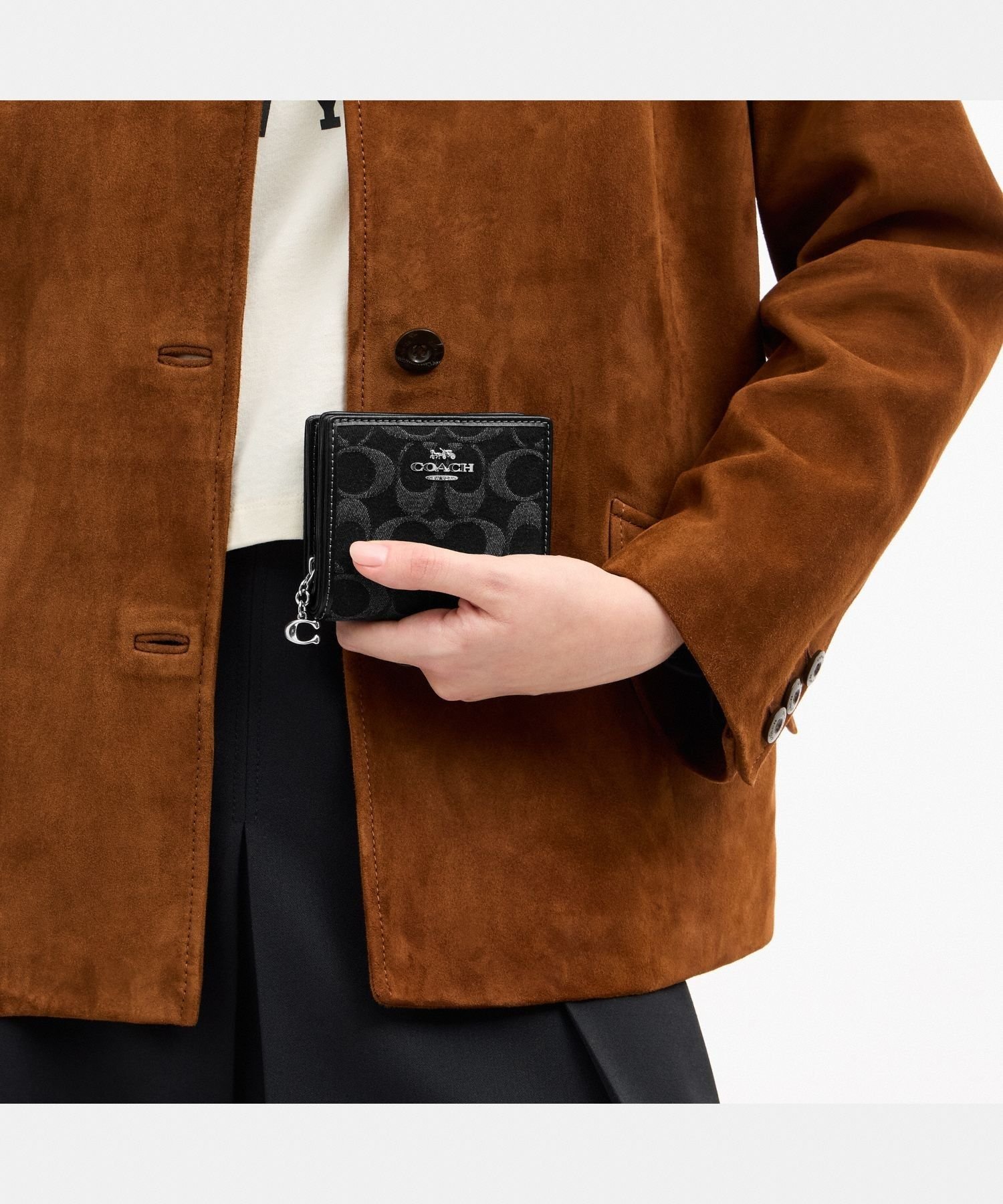 【SALE／60%OFF】COACH OUTLET 【公式】スナップ ウォレット・シグネチャー デニム コーチ　アウトレット 財布・ポーチ・ケース 財布 ブラック【送料無料】