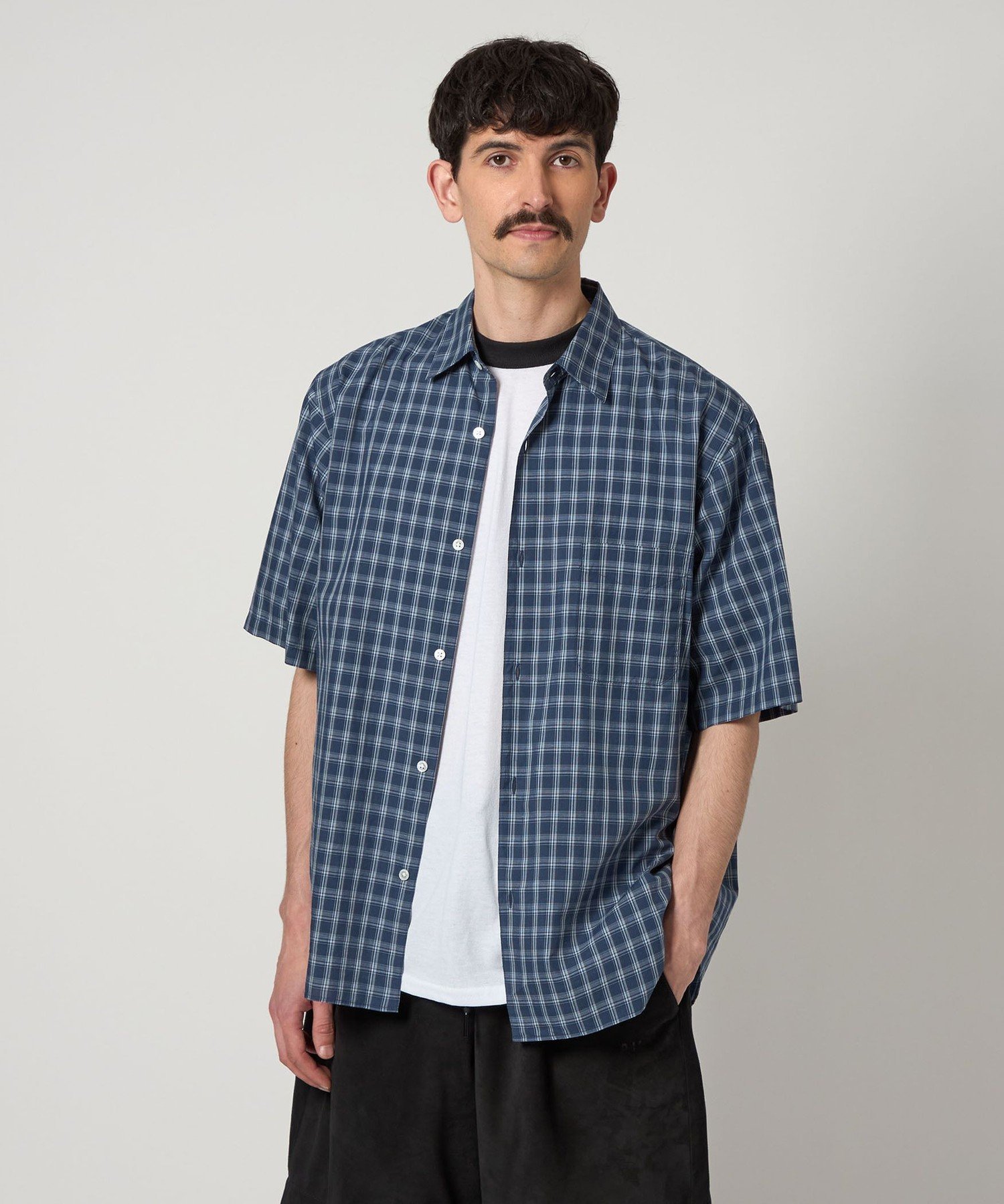 Steven Alan ＜Steven Alan＞ C/L/S チェック レギュラーカラー シャツ ALINE LOOSE CASUAL ユナイテッドアローズ アウトレット トップス シャツ・ブラウス ネイビー ブラック