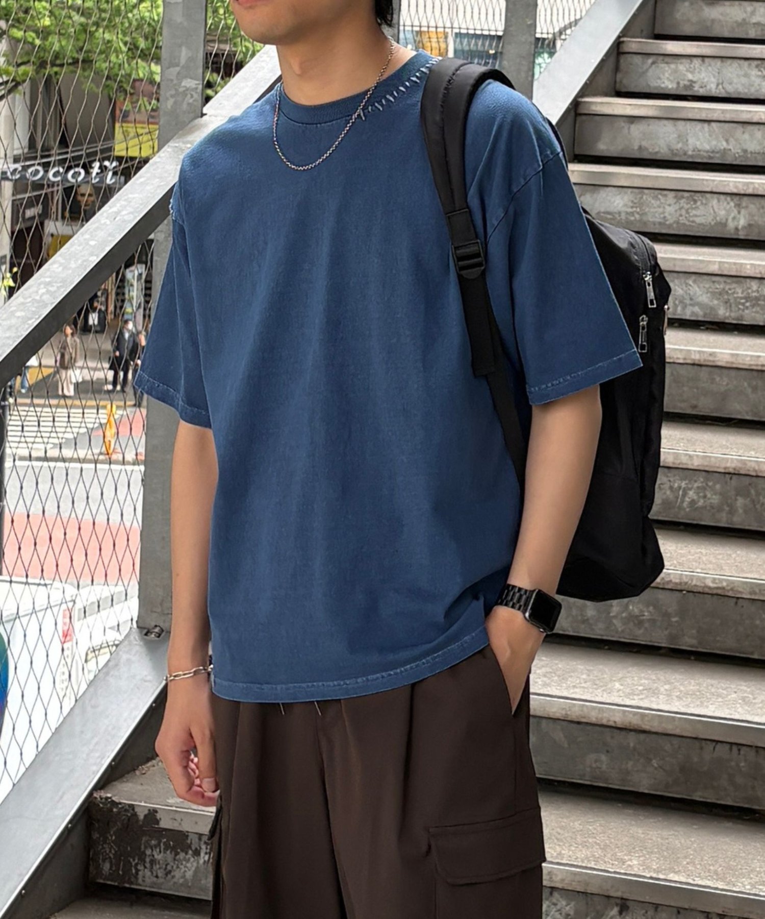 ハンドステッチTシャツ コロニー トゥーワンスリーナイン トップス カットソー・Tシャツ ブラック ブルー グレー