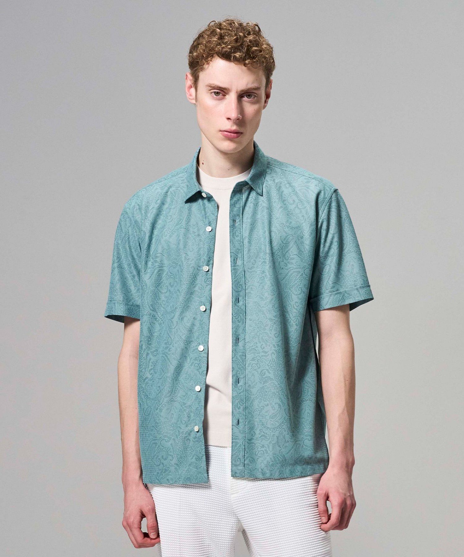 JOSEPH HOMME 【新柄】ヨシタレース レギュラーカラー半袖シャツ ジョゼフ オム トップス シャツ・ブラウス グリーン【送料無料】