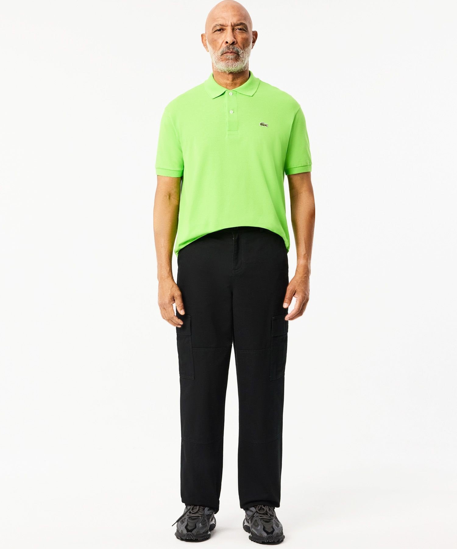 【SALE／40%OFF】LACOSTE ギャバジン ダブルニーカーゴパンツ / テーパードパンツ ラコステ パンツ カーゴパンツ ブラック【送料無料】