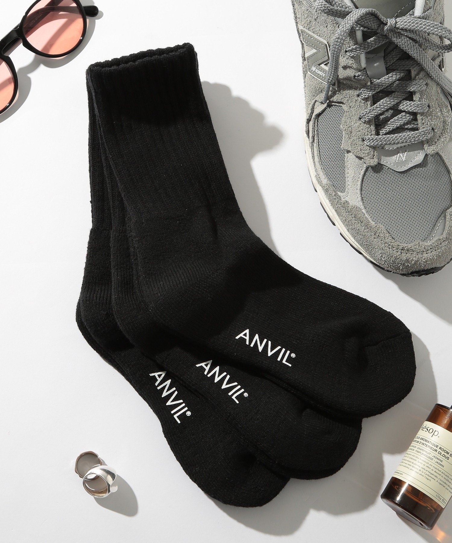 【SALE／10%OFF】ANVIL ANVIL/3パック レディースクルーソックス/3P Quarter Socks/ANS05W セットアップセブン 靴下・レッグウェア 靴下 ホワイト ベージュ ブラック