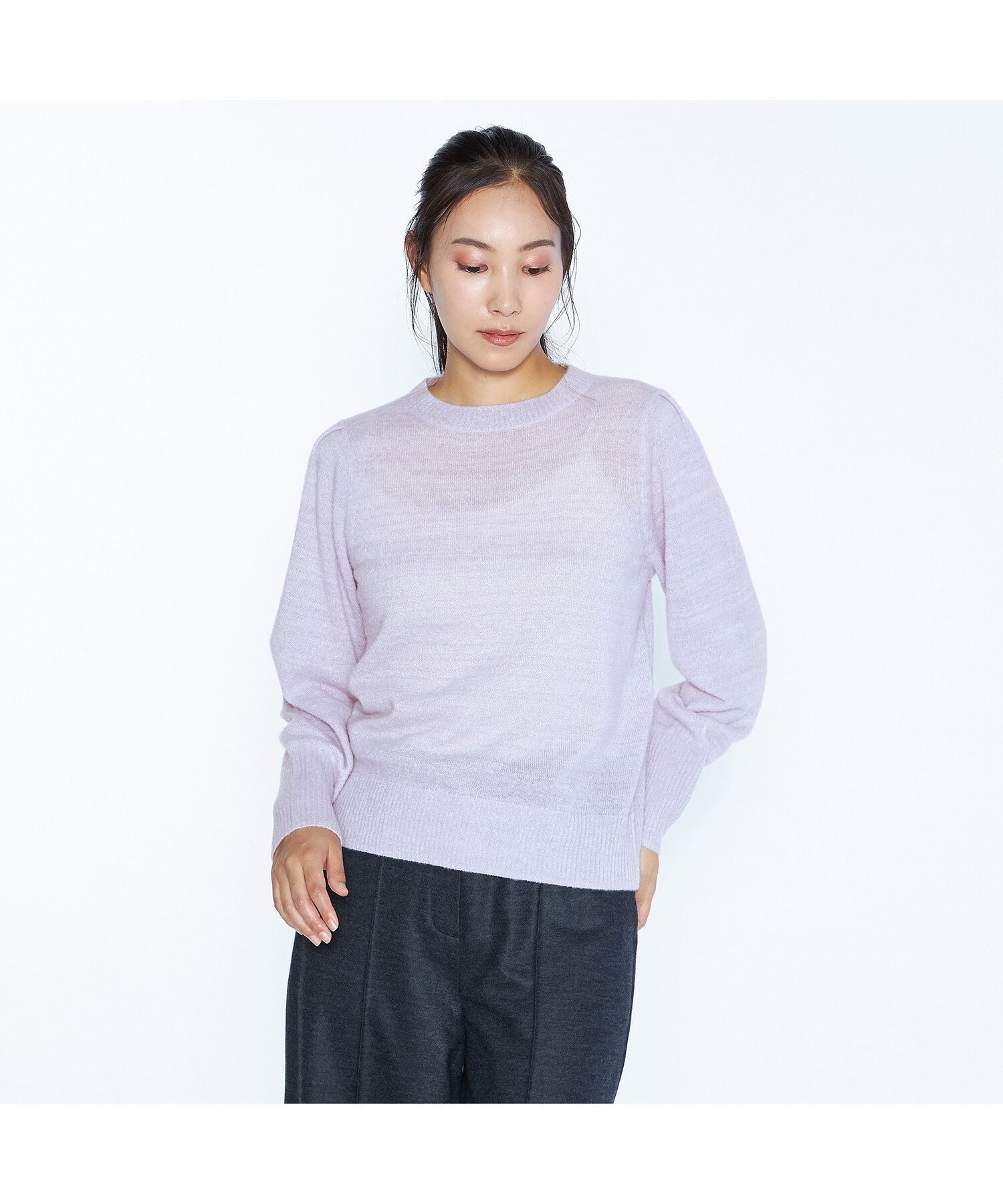【SALE／60%OFF】SCAPA レイブライトニットプルオーバー スキャパ トップス ニット パープル ホワイト【送料無料】