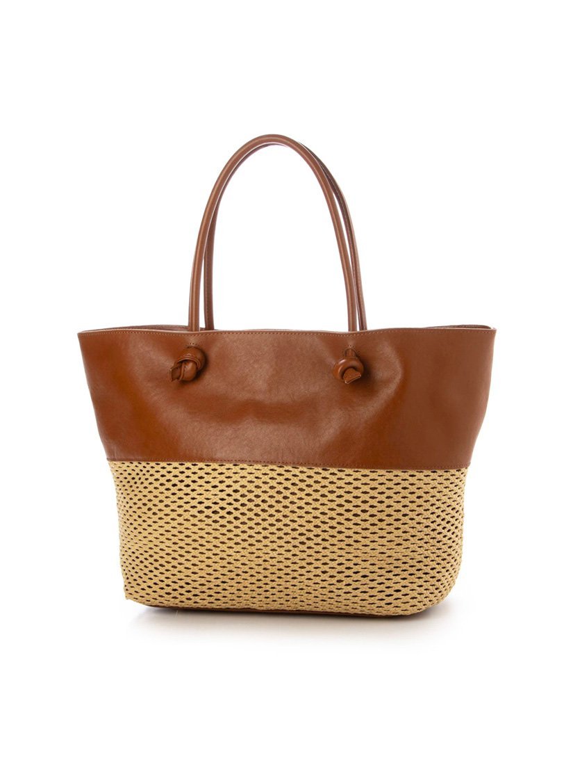 【SALE／30%OFF】perche ペルケ perche / エステルメッシュ・牛革付属トート アン...