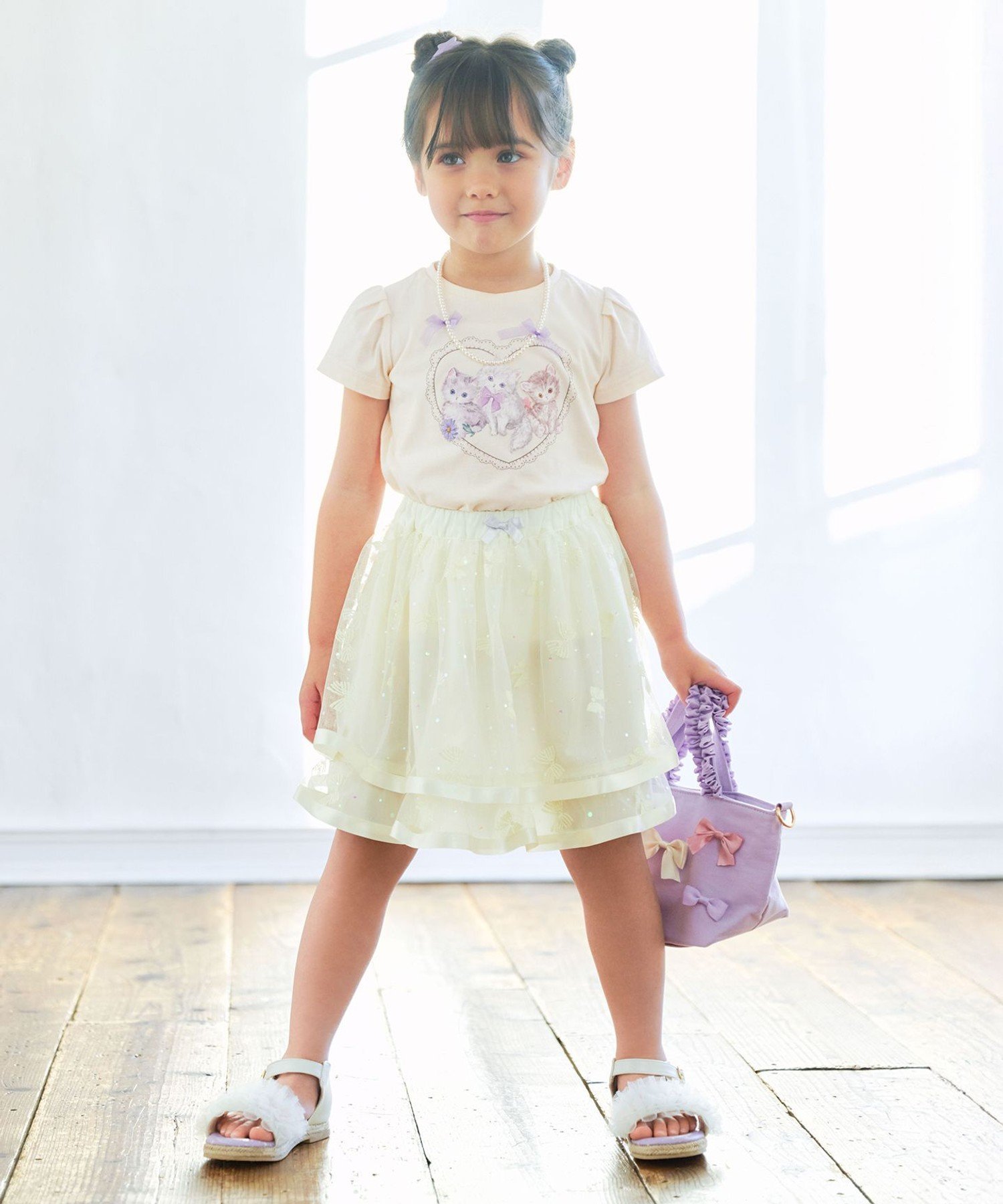 【SALE／50%OFF】ANY KIDS リボン チュールスカート エニィ スカート ロング・マキ...