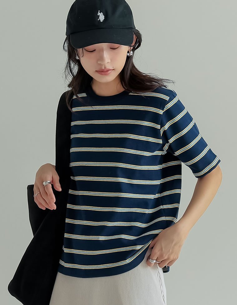 Re:EDIT コットンブレンドボーダーor花柄Tシャツ リエディ トップス カットソー・Tシャツ グレー stylife-15052012 Rakuten Fashion サンプル画像2