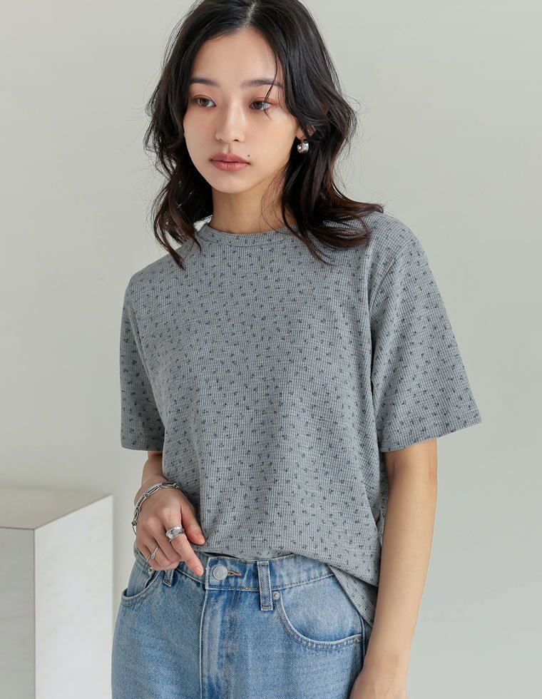 Re:EDIT コットンブレンドボーダーor花柄Tシャツ リエディ トップス カットソー・Tシャツ グレー stylife-15052012 Rakuten Fashion サンプル画像3